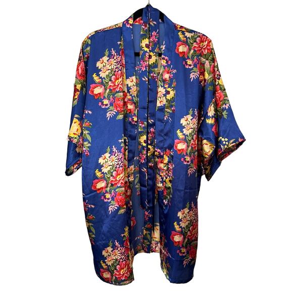 Kimono Robe Womens XL Swim Cover Up W/Belt Vibrant Bold Colorful Pajama Nighty - Picture 1 of 5